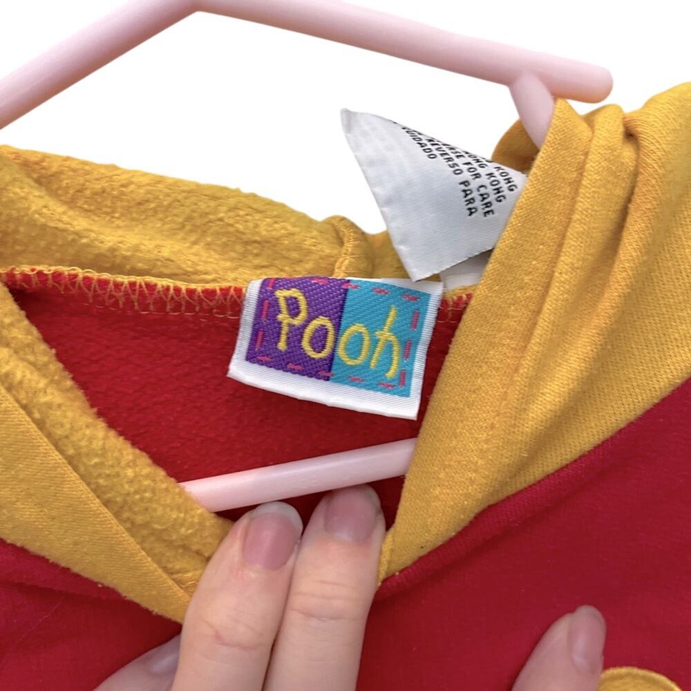 Vintage Winnie the Pooh Hoodie Red Yellow Black 90s Y2K Disneycore Toddler 2T - Picture 3 of 6